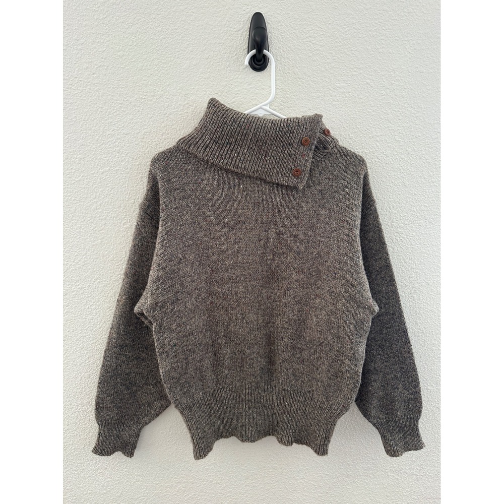 Gap VTG Brown Flecked Wool Blend Turtleneck Cabincore Cozy Fall Medium
